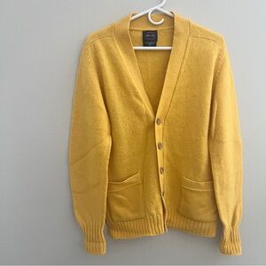 Allen Solly vintage all wool Shetland sweater cardigan yellow gold size S